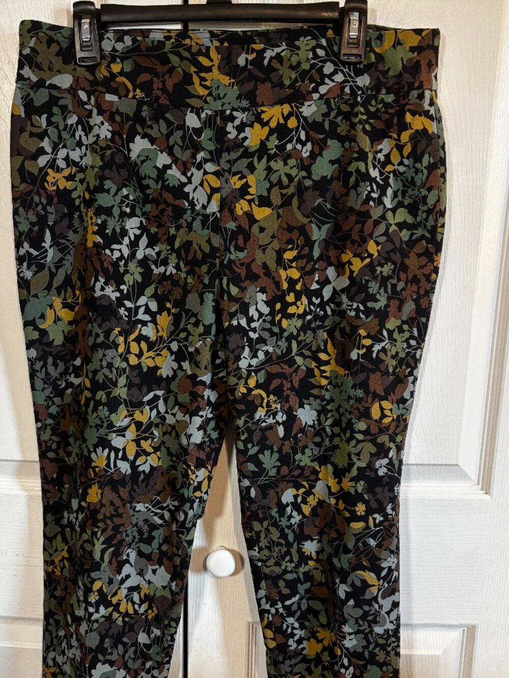 Size 14 Counterparts Blue White Floral Stretch Pull On Casual Pants Trousers